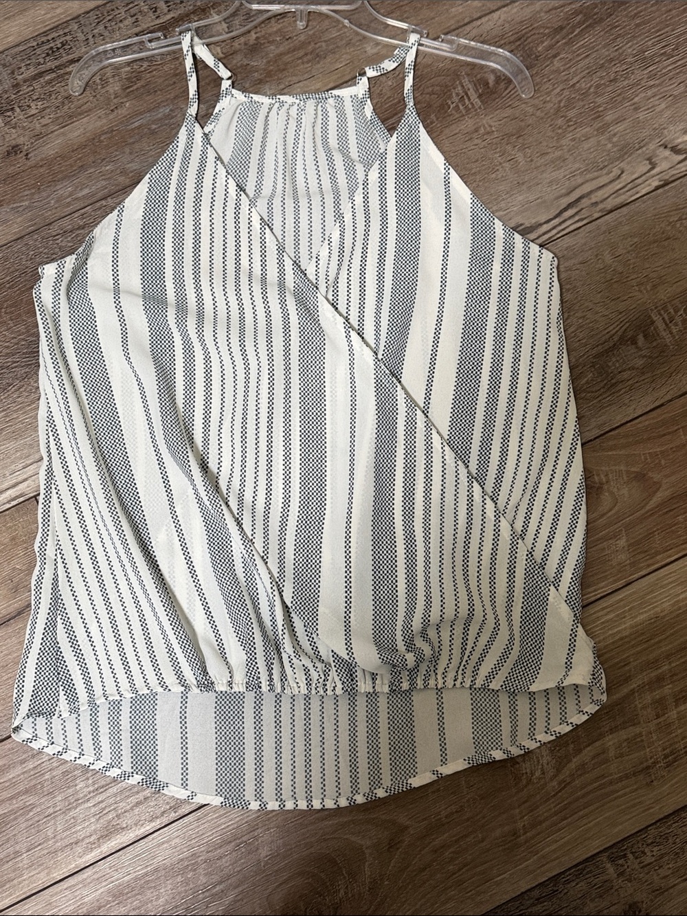 Striped White and Black Halter Neck Women's Top